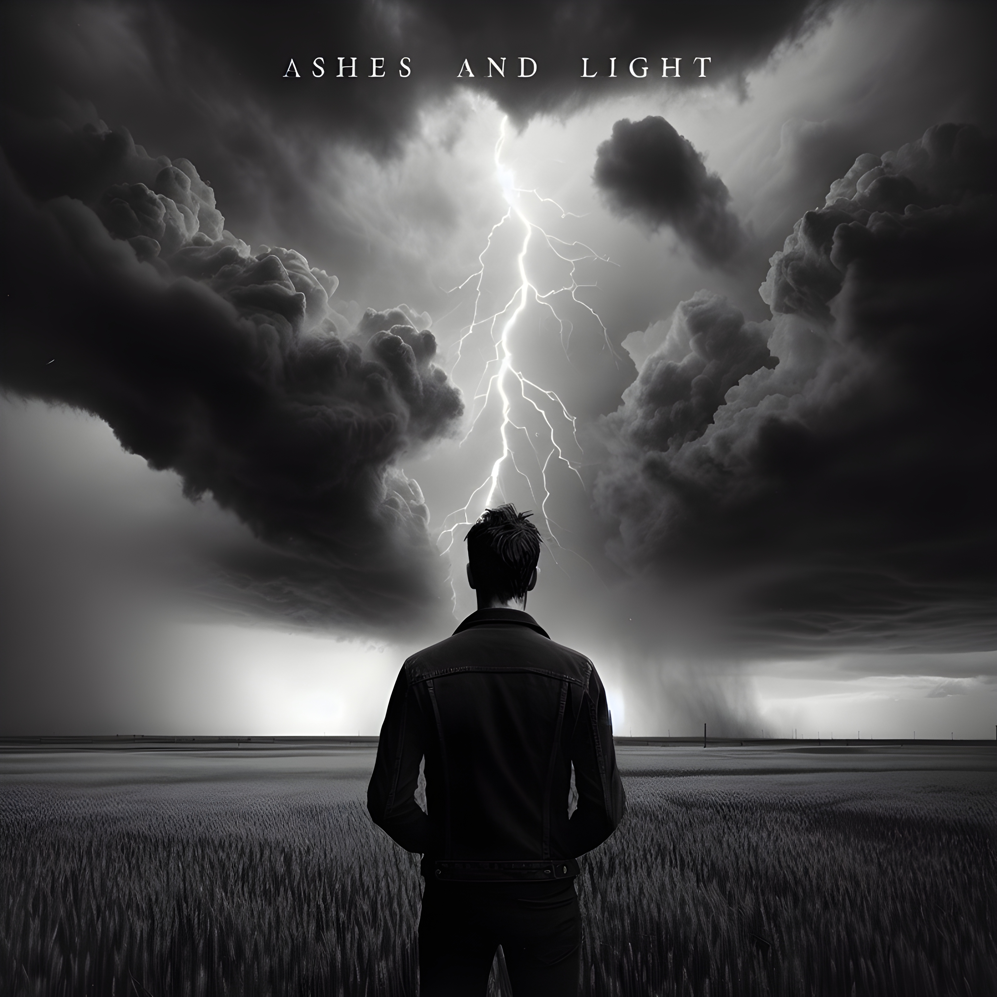 Ashes and Light album cover - From thunder to quiet—cinematic surges and grounded vows.